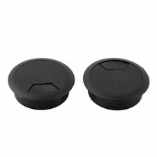50mm Dia Plastic Computer Desk Round Grommet Wire Cable Hole Cover Black 2 PCS picture