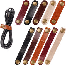 20 Pack Leather Cable Straps Cord Organizers Leather Cable Ties Cord Snap on Cor picture