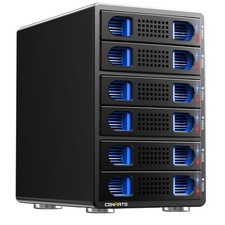 CENMATE Aluminum 6 Bay Hard Drive Enclosure with Cooling Fan for 6 bay, Black picture