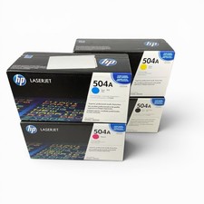 Genuine HP 504A Toner Cartridge Full Set (B, C, M, Y) OEM Factory Sealed picture