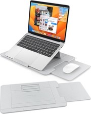 AboveTEK Adjustable Laptop Lap Desk 3 Ergonomic Angles PU Leather - Light Gray picture
