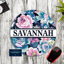 BLUE PINK FLORAL PATTERN MONOGRAM NAME CUSTOM 8