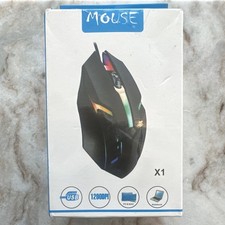 X1 Wired Optical Gaming Mouse 12000 DPI LED Lights Ergonomic USB Black picture