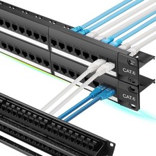 48 Port Cat6 Patch Panel with Inline Keystone 10G Support, Pass-Thru Coupler picture