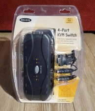 BELKIN F1DJ104P-B, 4-Port KVM Switch Bundled With Cables Brand New Sealed picture
