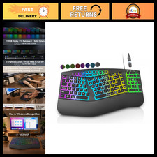 Ergonomic Wired Split Keyboard with RGB Backlight & Numpad - Black Gaming Access picture