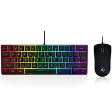60% Gaming Keyboard & Mouse Combo Set Mini 61 Keys True RGB Mechanical Feeling picture