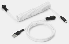 Drop Coiled Keyboard Cable - Black on White | YC8 picture