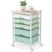 Rolling Storage Cart 5 Drawers Light Green 12.6 x 15.55 25.47in SYKIARIOL picture