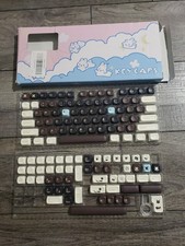 Cute Cat Custom Coffee Theme PBT Black Keycaps MOA Profile Dye-Sublimation... picture