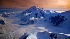 Landscape nature far view mountains clouds sky snow Custom Gaming Mat Desk picture