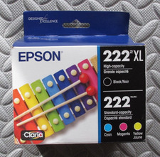 Epson 222 Genuine Ink Cartridge XL Black and Standard Color Combo Pack exp 2029 picture