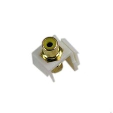RCA Audio Female to Female Keystone Jack Gold Snap In Insert Yellow Center White picture