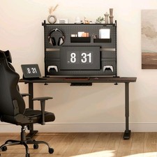 EUREKA ERGONOMIC Pegboard with Dual Monitor Stand for Gaming Desk, Black (43x34) picture