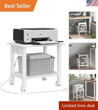 2 Tier Printer Stand, Rolling Printer Cart with Power Outlets and USB Ports, ... picture