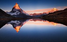 Landscape nature snowy peak lake sunlight reflection Custom Gaming Mat Desk picture