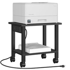 2 Tier Rolling Printer Cart Stand with Power Outlets USB Ports Under Desk picture