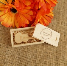 Personalized Wooden USB Flash Drive and Box, Wedding USB, Guitar Style picture