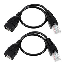 2 Pcs USB 2.0 to RJ45 Ethernet Adapter, Black USB2.0 Female to RJ45 8P4C Male picture