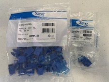 Lot of 32 ICC  CAT 5e HD Keystone Jack Blue Network Module Ethernet New Open picture