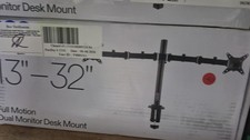 onn. Full Motion Dual Monitor Desk Mount 13-32in VESA 75x75/100x100 Black picture
