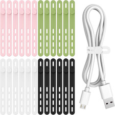 24Pcs Silicone Cable Ties, Reusable Cord Organizer Straps, 4 Colors picture