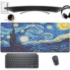 Van Gogh Starry Night Large Mouse Pad Desk Mat, 27.5x11.8in Classic Art Exten... picture
