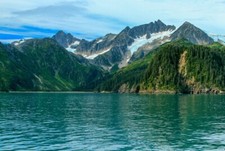 Landscape nature mountains fjord forest summer snowy Custom Gaming Mat Desk picture