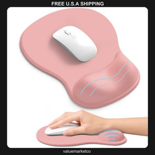 Ergonomic Mouse Pad with Gel Wrist Rest, Pink, Non-Slip Rubber Base, 10.2x7.6