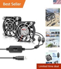 Compact 50mm USB Mini Fan Duo with Adjustable Speeds - Perfect for Devices picture