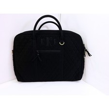Vera Bradley Black Quilted Laptop Bag Commuter Briefcase Cottagecore Monogram picture