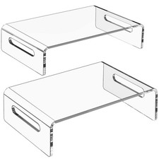 2 PCS Acrylic Monitor Stand Riser Clear Computer Laptop Printer Premium Office picture