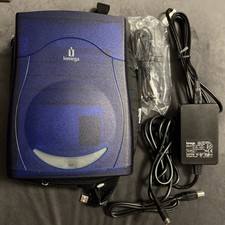 iomega CDRW9602EXT3  CD-RW External CD ROM Vintage Y2K 2002 Blue W/ Cables Case picture