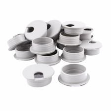 35mm Dia PC Computer Desk Table Plastic Grommet Wire Cable Hole Cover Gray 24pcs picture