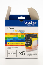 Brother LC404Y Yellow Ink Cartridge–5-Pack–OEM–New Sealed Cartridges–Open Box picture