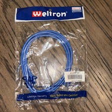 New Weltron 90-C5EB-7BL 7' Cat5E UTP Booted Patch Cable Blue  picture