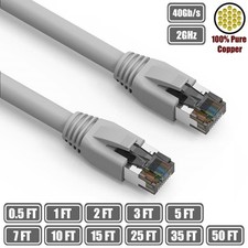 0.5-50FT Cat8 RJ45 Network Ethernet S/FTP Patch Cable Copper 2GHz 40Gb Gray LOT picture