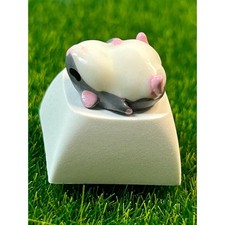 Handmade Hamster Keycap, Cute Resin Artisan Keycap, Sleeping Hamster Belly Up picture