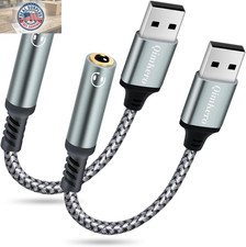 (2-Pack)  External Stereo Sound Card, USB-A to 3.5Mm TRRS 4-Pole Female, USB to picture