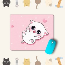 Pink & White Cute Cartoon Cat Design Mouse Pad - Pink Cat Mouse Pad picture