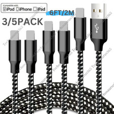 3/5Pack Fast Charger Cable Heavy Duty 6FT For iPhone 14 13 12 11 X Charging Cord picture