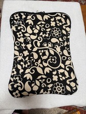 Built NY French Bull Neoprene Laptop Sleeve 15-17” Black White Floral Design picture