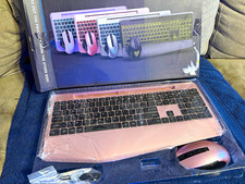 Wireless Full-Size Pink Keyboard & Mouse Combo QWERTY English, Function Keys picture