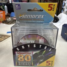 NEW SEALED Memorex Crystal 80-Minute Recordable Erasable MiniDiscs 5 Pack picture