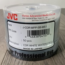 JVC Watershield Glossy White Inkjet Hub 48X 80 Minute/700Mb Cd-Rs in 50 Disc Box picture