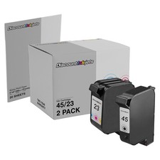2PK #45 #23 BLACK COLOR for 51645A C1823D Deskjet 710 710C 712C 712 720 720C 722 picture