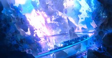 Landscape train futuristic pink blue leon tukker Custom Gaming Mat Desk picture