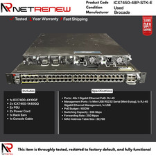 Ruckus Brocade ICX7450-48P-STK-E 48x 1 GB PoE+ RJ45 Switch 2×40 GbE QSFP+ picture