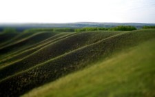 Landscape field outdoors tilt shift hills blurred Custom Gaming Mat Desk picture