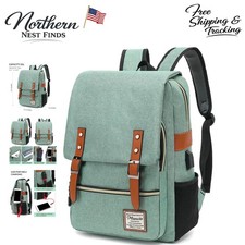 Multi-Functional Vintage Slim Laptop Backpack: Tear Resistant & USB Compatible picture